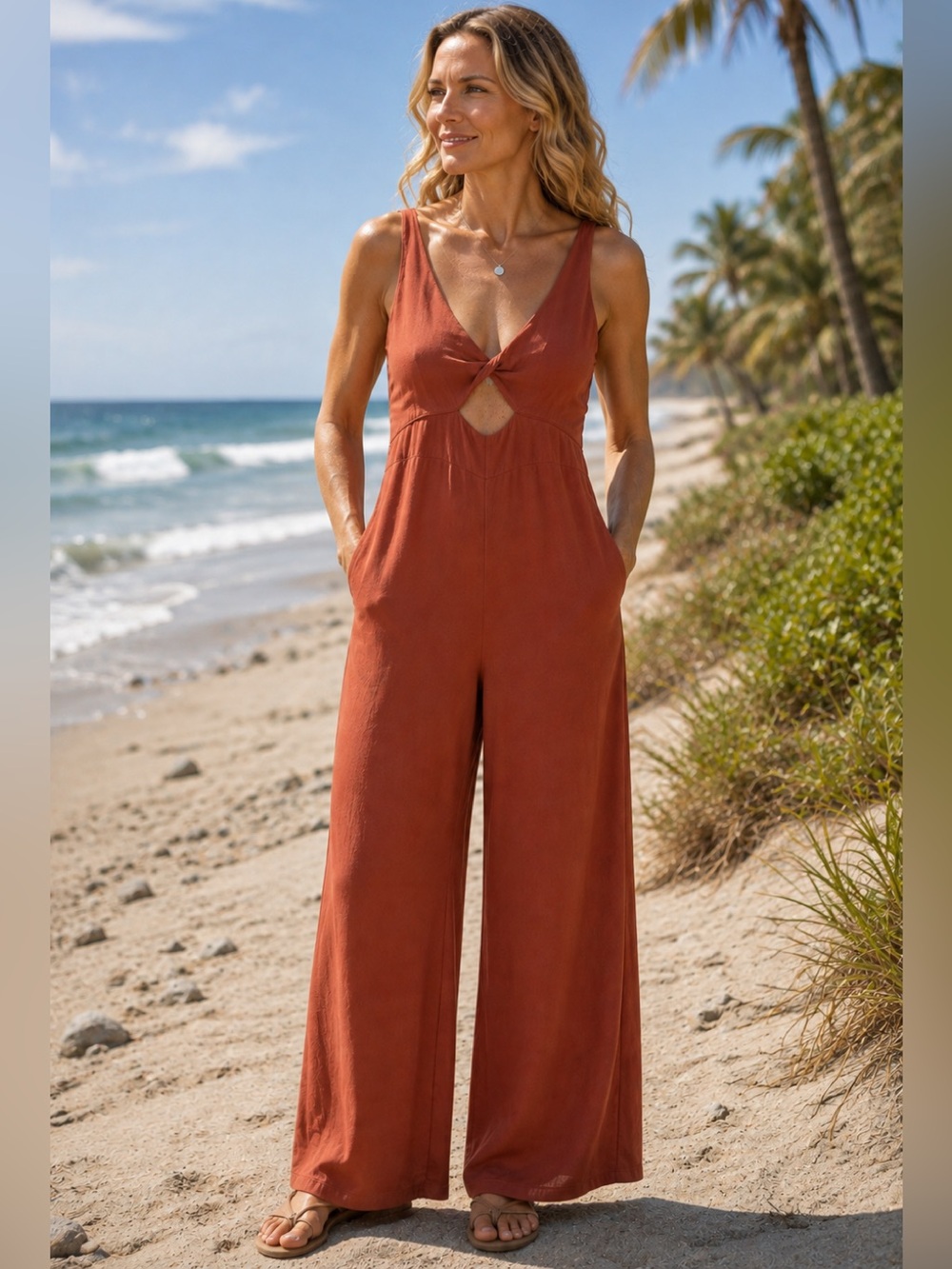 Abercrombie & Fitch Wide Leg Cut Out Jumpsuit Size Large Boho Resort